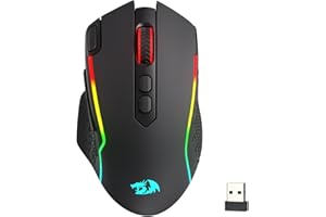 Redragon M810 MAX 3-Mode Wireless Gaming Mouse, 12000 DPI Wired/Wireless RGB Mouse w/Rapid Fire Key, 8 Macro Buttons, 188-Hou