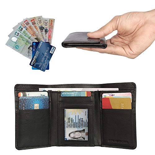 Buy RFID Leather Trifold Wallets for Men Handmade Slim Mens Wallet 6