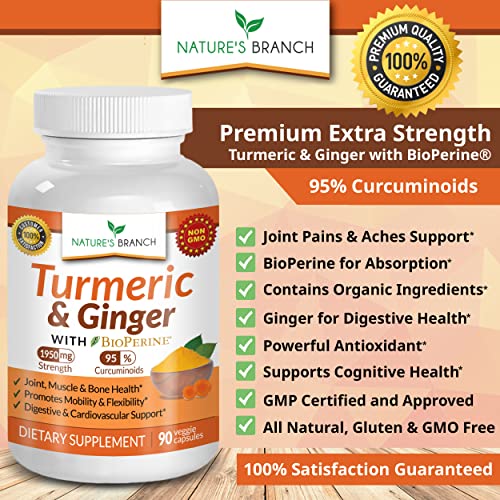 Extra Strength Turmeric Curcumin with Ginger & BioPerine 1950mg Joint