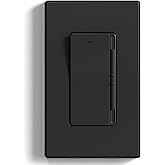 ELEGRP Digital Slide Dimmer Light Switch, Dimmer Switch with Decorative Frameless Design Wallplate for LED/CFL, Incandescent,Halogen Bulbs, Single Pole/3-Way, UL Listed, 1 Pack, Matte Black