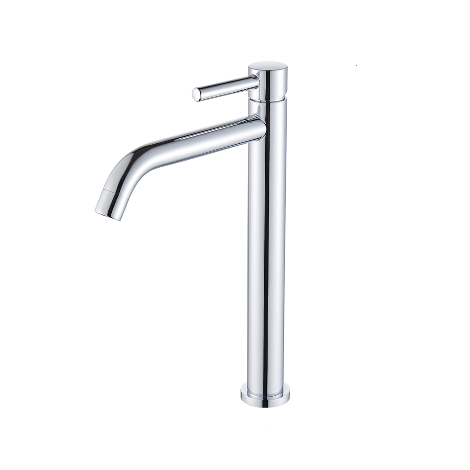 Suguword Chrome Bathroom Tap, Single Lever Basin Mixer Tap, Brass, Silver, Deck Mount, 1 Hole, Traditional Straight Spout, 21 cm Height, 1.8 GPM, Water-saving Aerator, Tarnish Resistant