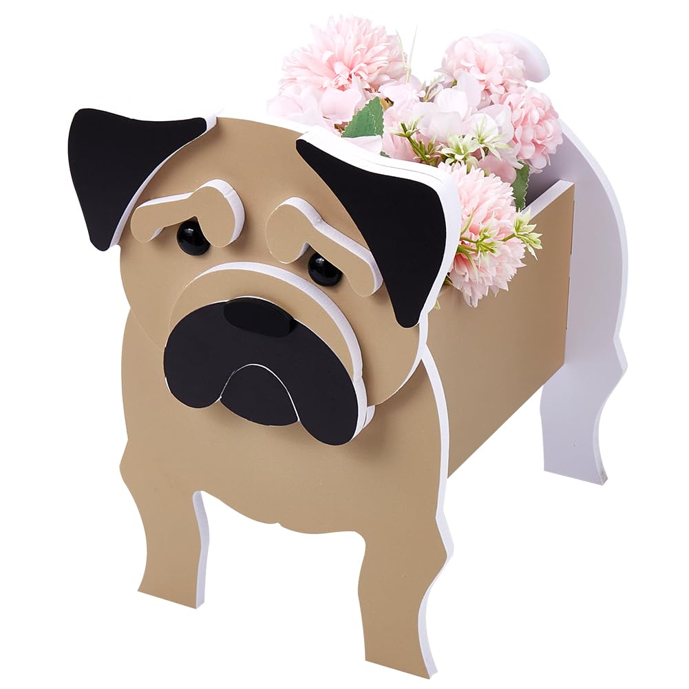 CREATCABIN Pekingese Dog Planter Plant Pots Pet Animal Shaped Planter Pots Flower Garden Planter Pot Plant Storage Container PVC for Indoor Outdoor Garden Plants DIY Decoration Gifts 10.24x8.66Inch
