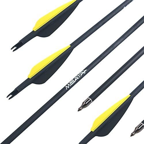 Misayar 12 Pcs 30 Inch Carbon Arrow Fletched 3 Inch Vane with Field