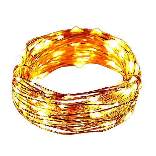 Outdoor Solar Powered String Lights,easyDecor Copper Wire 100 LED 33ft Warm White Waterproof Decorative Christmas Starry Fairy Rope Light for Halloween, Indoor,Party,Patio,Garden,Holiday,Wedding