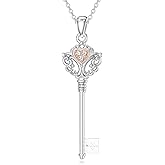 Sonouli Diamond Key Necklace 925 Sterling Silver Lab Grown Diamond Key Pendant Necklace Gift for Women