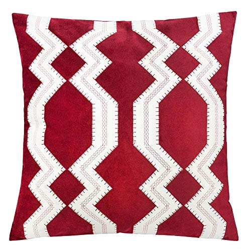 Homey Cozy Red Throw Pillow Cover Large Premium Applique Geometric