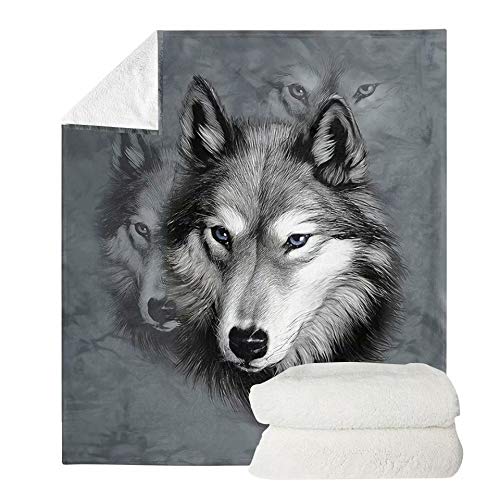 chaqlin Grey Wolf Blanket for Boys Girls Soft Bedroom Bed Couch Outdoor Travel Camping Throw Blanket Bedroom Accessories-140x180 cm — image 1
