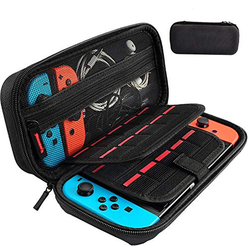 【20%OFF】Nintendo Switch Carrying Case – Protective Deluxe Travel Case-20 Game Cartridges Protective Hard Shell Travel Carrying Case Pouch for Nintendo Switch Console & Accessories, Black