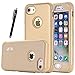 iPhone 7 Case HKW Hybrid Heavy Duty Shockproof Full-Body Protective Case with Dual Layer [Hard PC+ Soft Silicone] Impact Protection for Apple iPhone 7 4.7 Inch - Gold (MA1849)