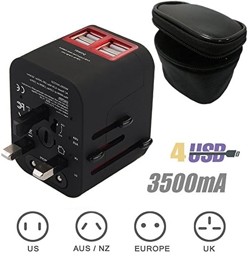 Lionear International Travel Adapter, Universal Travel Charger with 4 USB Ports Power Converters for UK/EU/AU/Asia, Wall Charger All-in-one Universal Wall Outlets Electrical Adaptor