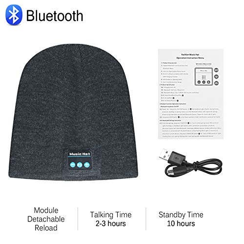 PexFix Bluetooth Beanie Hat, Bluetooth Music Beanie Gift for Men Women - Grey - Thumbnail 6