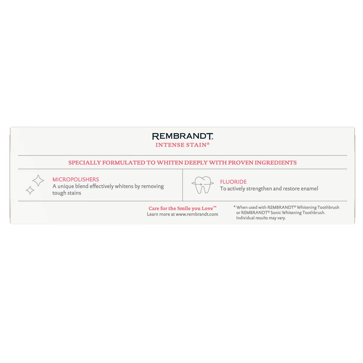 Rembrandt Intense Stain Whitening Toothpaste, Mint Flavor, 3.5-Ounce (2 Pack) : Beauty