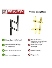 Braxtly Tools   Herramienta de plantilla fácil de agarrar, resistente, regla de múltiples ángulos, para medir ángulos, hecha de aleación de metal de alta calidad, pomos ajustables para una medición precisa, con manual de instrucciones (idioma español no g