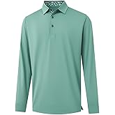 DTWOOO Men's Polo Shirt Long Sleeve Casual Solid Dry Fit High Performance Designed Collared Golf Men's Polo Shirt