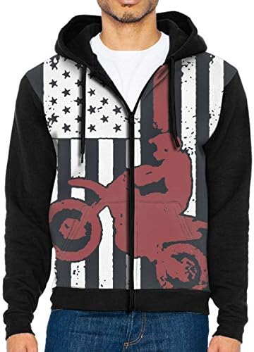 FaceTi USA Flag Dirtbike Motocross Zip Up Hoodie Lightweight Pullovers Hooded Active Sweatshirts Hoodies