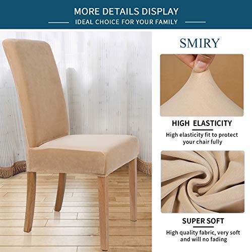 Smiry Velvet Stretch Dining Room Chair Covers Soft Removable Dining