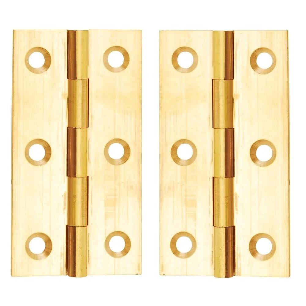 Merriway BH03470 (2 Pcs) 38mm (1.1/2 inch) Solid Brass Butt Hinge - Pack of 2 Pieces