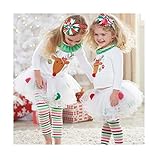Efaster® Baby Girls Christmas Infant Toddler Santa Elk Cake Dress 2 Pieces