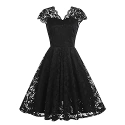 Women Vintage Eyelash Lace Floral Cocktail Formal