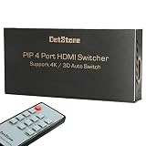 DotStone HDMI Switch 4&times;1 with PIP Auto Switch Off/On HDMI Switcher Hub Port Switches 4 in 1 Out HDMI Switcher Selector with Remote Controller Support HDCP Full HD 4K 3D 1080P
