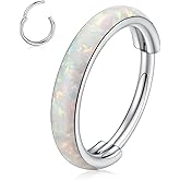 Cartilage Hoop Earring Conch Piercing Jewelry Nose Rings Hoops Helix Hoop Earring Conch Hoop Surgical SteelConch Earring 16G 10mm Silver White Opal