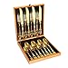 16-Piece Gold Flatware Silverware Set,Heavy Duty Stainless Steel Flatware Service for 4,Cutlery Include Knife/Fork/Spoon/Coffee Spoon,Mirror Polished, Dishwasher Safety