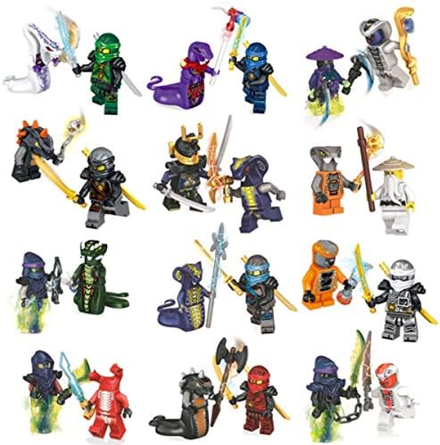 Kaizoot 24x Piece Minifigures Set Ninja Building Block Bricks, Party Bag Gift Filler, Cake Toppers
