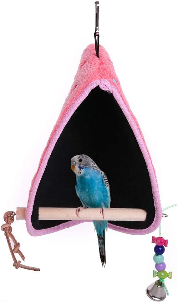 QBLEEV Bird Winter Plush Hut Tent Nest Stand Parrot Bed Sleep Parakeet Cage Cave