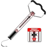SNAIL TRAIL 20 LB Aluminum Spring Fish Scale with Peak Marker &amp; Zero Reset | Mechanical Tube Fishing Weighing Gauge with Hook, Non-Digital Hand Held Pull Weigher, Hanging Drag Weight Scale