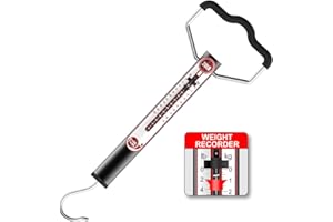 SNAIL TRAIL 20 LB / 50 LB Aluminum Tube Spring Fish Scale with Peak Weight Marker & Zero Reset, Mechanical Fishing Weighing Gauge with Hook, Non-Digital Hand Held Pull Weigher, Hanging Drag Scale