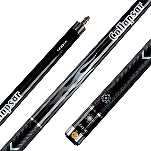 Cpllapsar COLLAPSAR R Series 58Inch 2-Pieces Maple Billiard Pool Cue Stick PU Grip (Black, 19.5OZ)