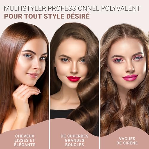 Golden Curl Professional Hair Straightener – 5 Years of Tranquility – 2 in 1 Hair Straightener and Curler – Hair Straightener for Straightening and Curling (Rose Gold)