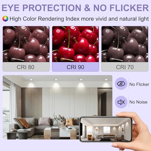 Aulaiyi LED Recessed Spotlight 230 V Dimmable 68 mm 5.5 W IP44 LED Spotlights Ultra Flat Ceiling Spotlights 45° Swivelling Recessed Lights 3000 K / 4000 K / 6000 K Spotlights Ceiling Light for