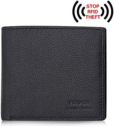 Liibot Modern New Anti-RFID NFC Men's Short Leather Brown or Black Wallet Anti-theft Brush Cowhide Wallet Multi-card Oil Bag (Black)