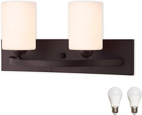 Bennington Lakeland 2 Bulb Bath Vanity Light Fixture Bar Oil Rubbed Bronze Bulbs Amazon Com