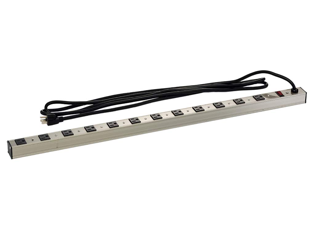 12 Port Plug Power Strip 12 Foot Cord Long Rack Power Strip Outlet