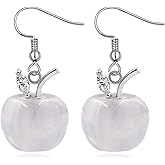 Dainty Apple Dangle Earrings for Women Silver Plated Cute Halloween Thanksgiving Christmas Eve CZ Charms Drop Fish Hook Dangling Classical Fall Holiday Festival Dress Accessories