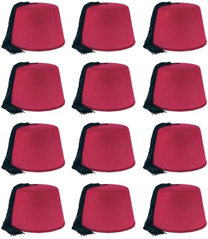 Beistle 60065 12 Piece Felt Fez Hats Redblack