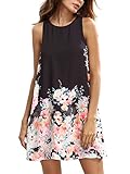 Floerns Women's Loose Floral Tank Dress Summer Sleeveless Dresses Black Pink S