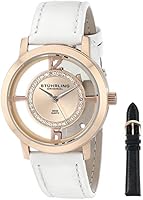 Stuhrling Original Women's 388L2.SET.03 Classic Winchester Tiara Swiss Quartz Swarovski Crystal Rose Tone Black Leather Additional Strap Watch Set