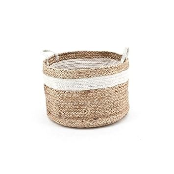 DICE WORLD Floral Pot Bag Natural Jute & Cotton Plant Bag for All Plants Home Room Hall Decor Indoor Outdoor Office Plant Sack in Storage Basket WHITE SINGLE (10x12 INCH)