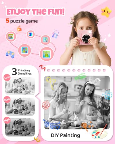 TIATUA Camara Fotos Infantil Instantanea, 2,4 Pulgada 1080P Cámara de Fotos Instantánea con Tarjeta de 32 GB y Papel Fotográfico, Regalo para Niños de 3 a 12 Años