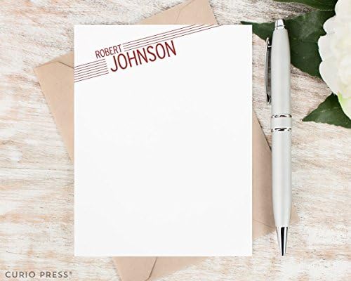 MODERN SLANT - Personalized Flat Stationery Set - Men's Personalised Professional Business Note Cards, Stationary Cards, Custom Color and Quantity, Notecards and Envelopes