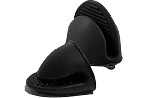 Silicone Oven Mitts, Set of 2, Heat Resistant, Gloves for BBQ, Baking, Cooking, 12.59 inches, Black