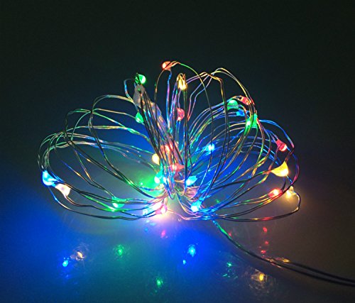 BOLWEO Colorful Battery Powered Led String Lights,Battery Operated Christmas Lights,10Ft Copper Wire 30 LEDs,Waterproof Indoor Outdoor Home Bedroom Decoration