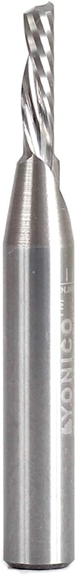 Yonico 32012-SC 1/8-Inch Diameter O Flute Downcut Spiral End Mill CNC Router Bit 1/4-Inch Shank, 1/4" Shank