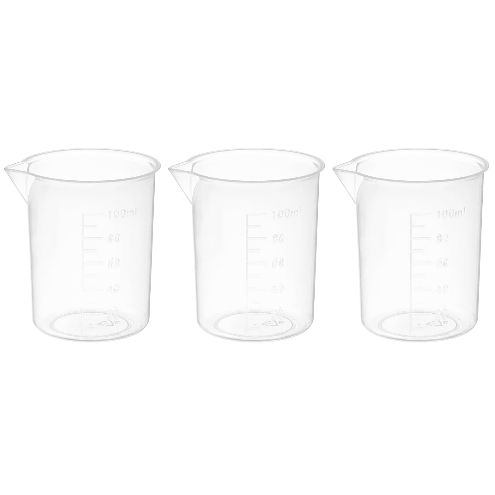 PATIKIL 100ml Measuring Cups, 3Pcs Polypropylene Beakers Graduated Measuring Pitcher Beakers with and Spout for Lab Experiments, Baking and Cooking, Transparent