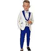 Txjojn Jacquard Suit for Boys 3 Piece, Slim Fit Formal Boys Suit Wedding Dress Clothes Ring Bearer Outfit