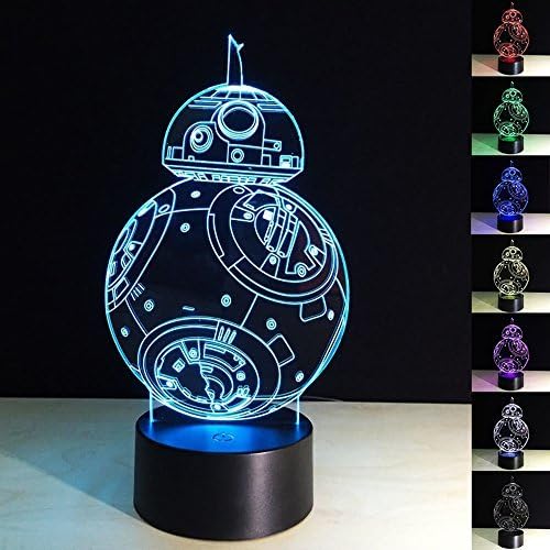 3D Illusion Lamp b b-8 Robots Night Light 3D Night Light for Kids 7 Color Changing Lights Desk Table Lamp Home Decor Sleep Lamp Best Gift Toyss