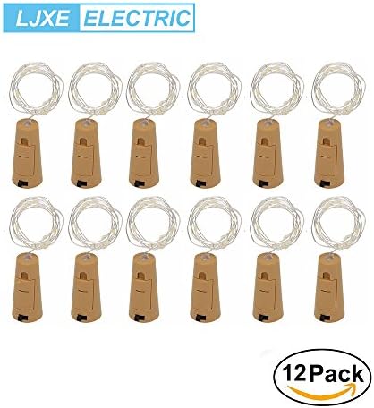 Wine Bottle String Lights , LJEX 12 Packs 15 LED 1.5M Cork Lights for Bottle, Copper Wire Starry Fairy Bottle Lights for DIY, Party, Decor, Christmas, Halloween,Wedding(Warm White)